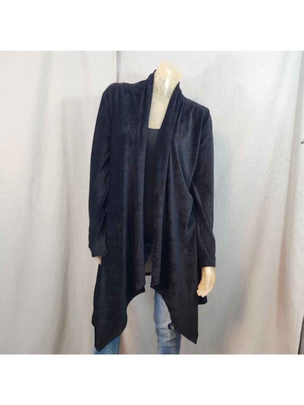 Southwestern Style & Black Long Sleeve Open Sweater Duster Jacket MEDIUM LARGE - Picture 2 of 8